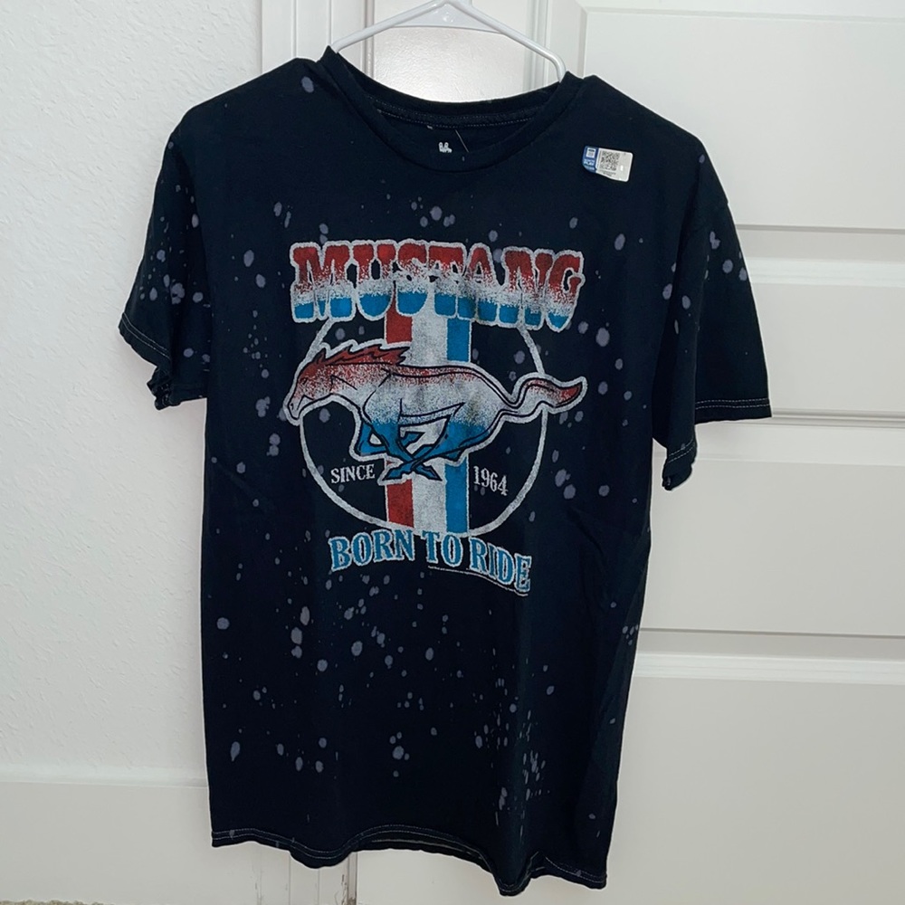 Junk Food Clothing Black Mustang Long Sleeve Tee